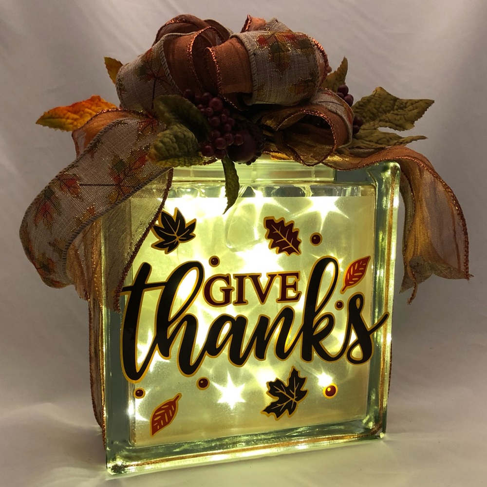 Handmade Thanksgiving glass light block